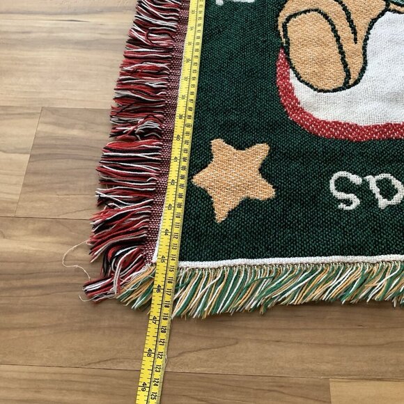 Vintage Disney Winnie Pooh Tapestry Throw Blanket C Is For Christmas 37” x 47” - Picture 9 of 14